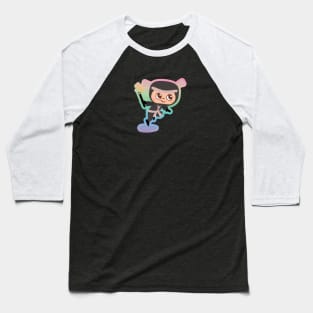 Pink Ninja in Rainbow Baseball T-Shirt